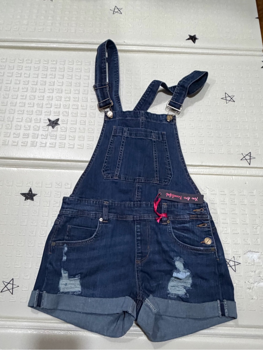 Dark Blue Denim Short Overalls